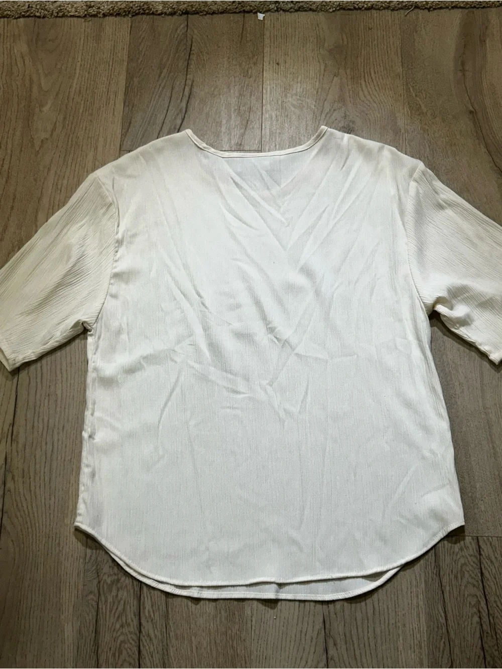 Light Cream Short Sleeve Crewneck Top - Picture 2 of 5
